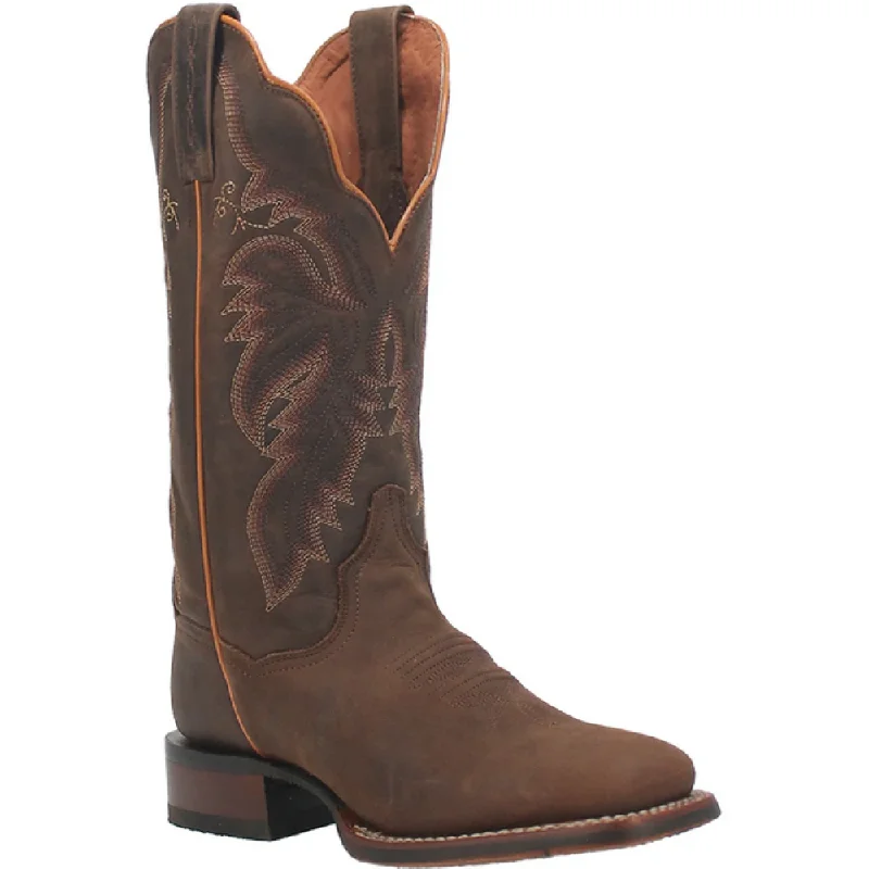 Dan Post Ladies Tan Cowboy Boots Leather Square Toe DP4572 Ivy League - Inspired Derby Look 