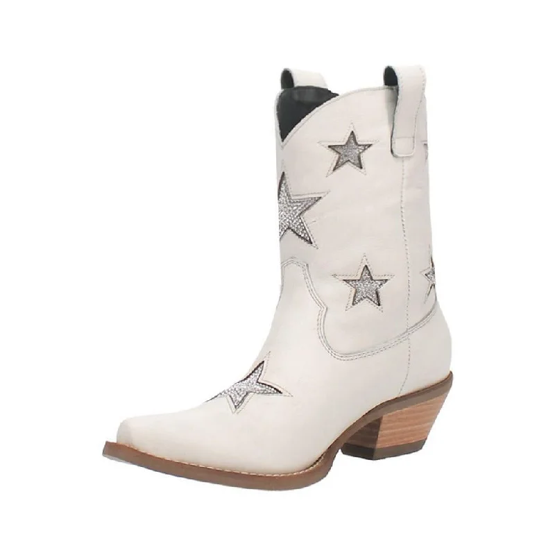 Dingo Ladies Star Struck Bootie Snip Toe White DI582 Striped Shoe Style  