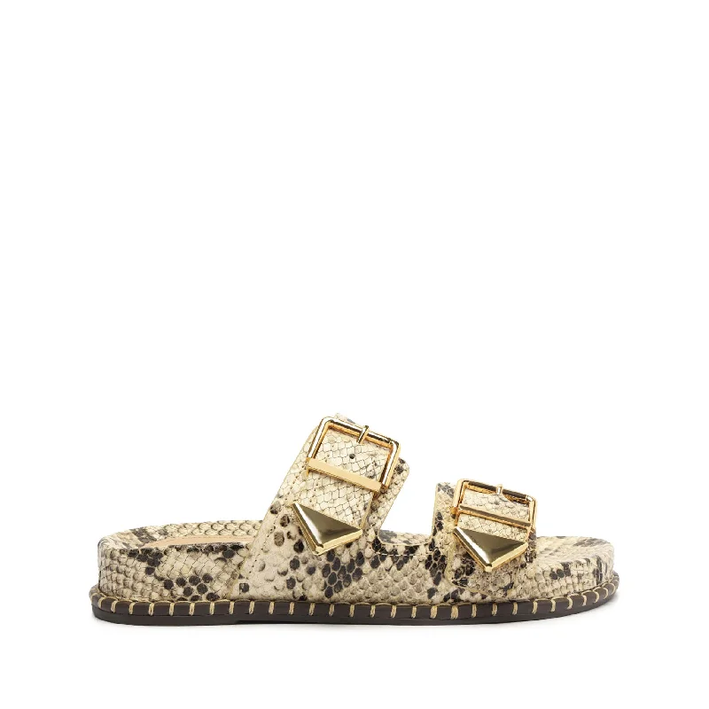 Naomi Sporty Snake-Embossed Leather Sandal Chunky Platform Sneaker Style  