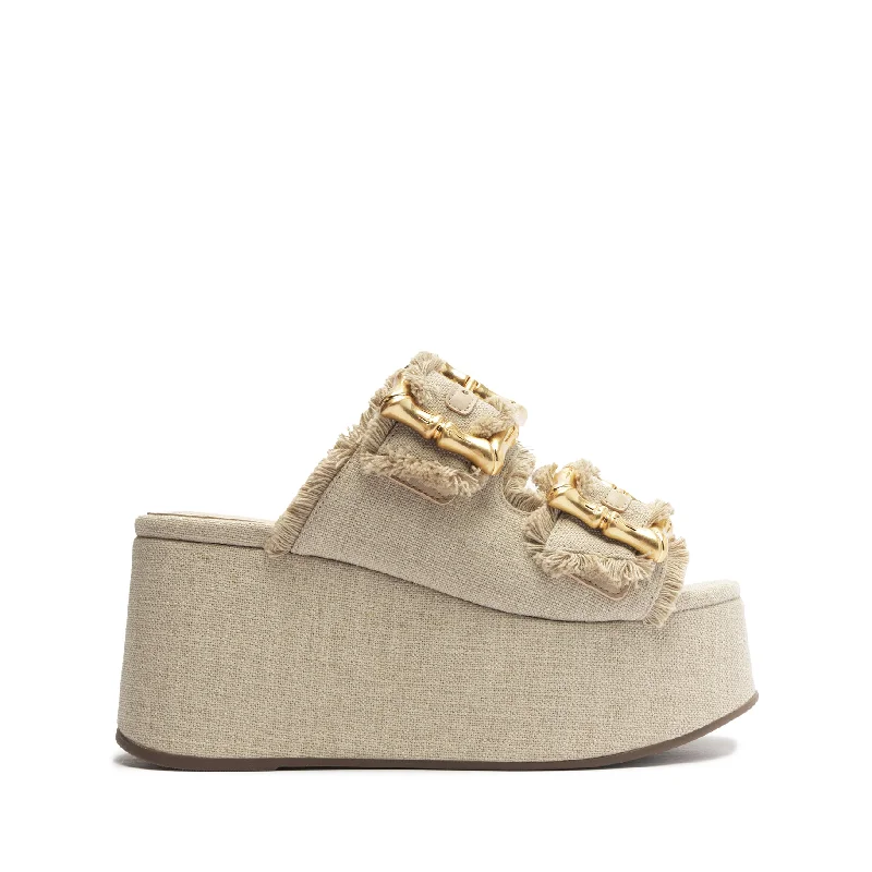 Enola Flatform Linen Sandal Retro Plimsoll Style  