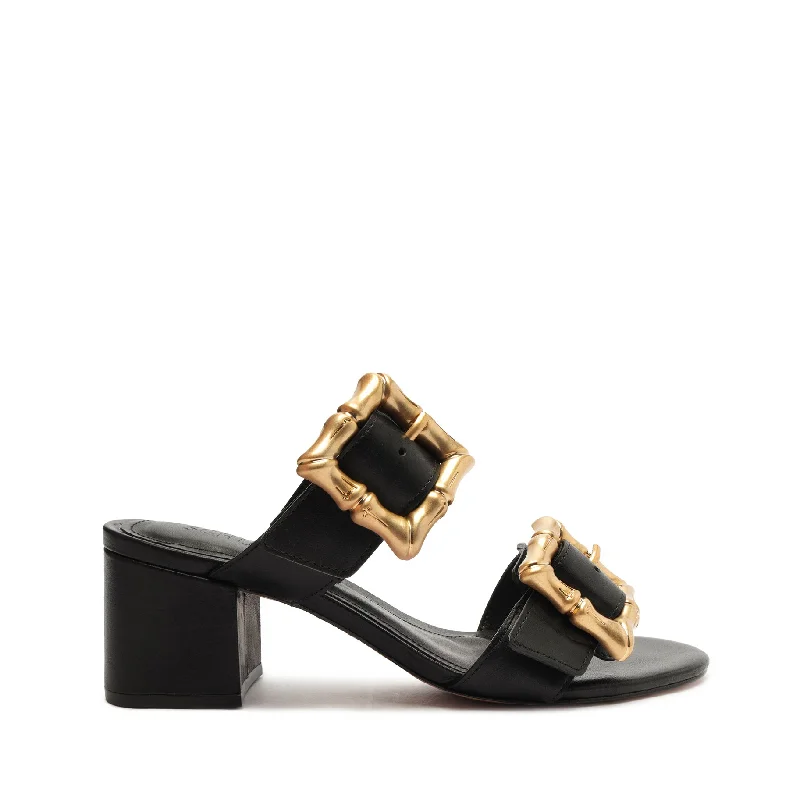Enola Mid Block Leather Sandal Ankle - High Military Boot Style  