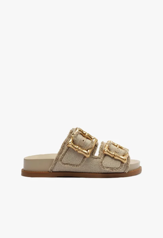 Enola Sporty Linen Sandal Tassel Driving Shoe Look 