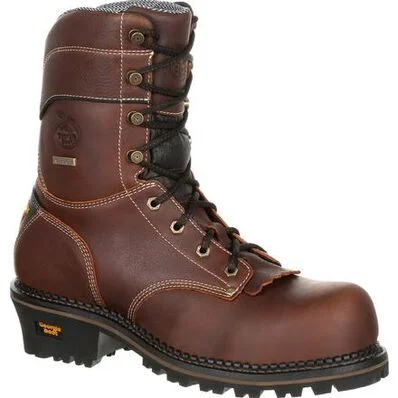 Georgia Boot Men's AMP LT Logger Composite Toe Waterproof Work Boots GB00236 Elastic - Sided Chelsea Look  