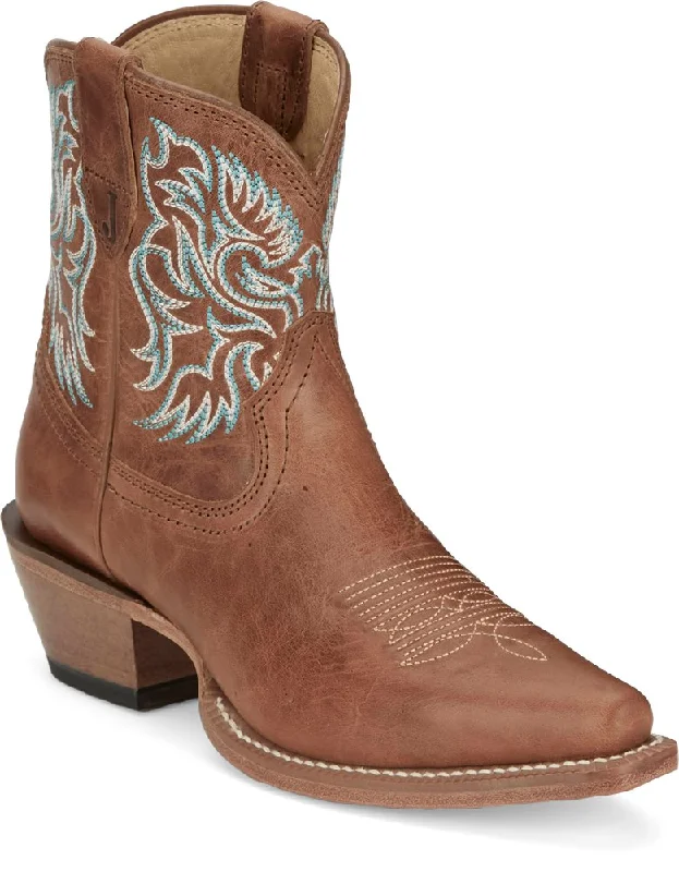 Justin Ladies Isabella Brown Bootie-VN4421 Wingtip Oxford Design 