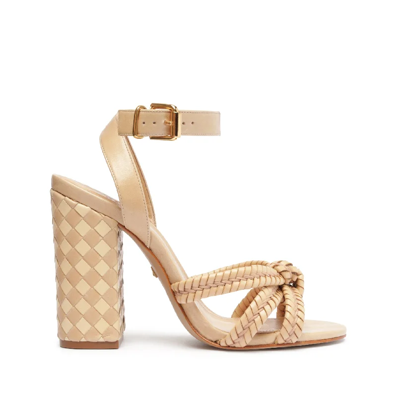 Kareena Woven Leather Sandal Ankle - High Military Boot Style  
