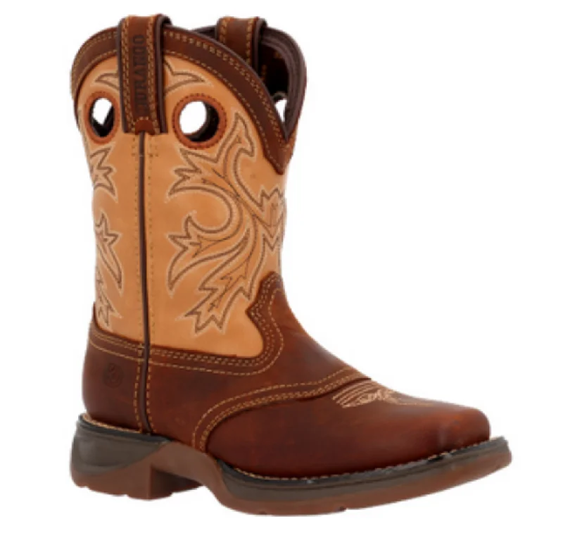 Durango Kids Brown and Tan 8" Western Boots DBT0240 Moccasin Soft - Sole Style  