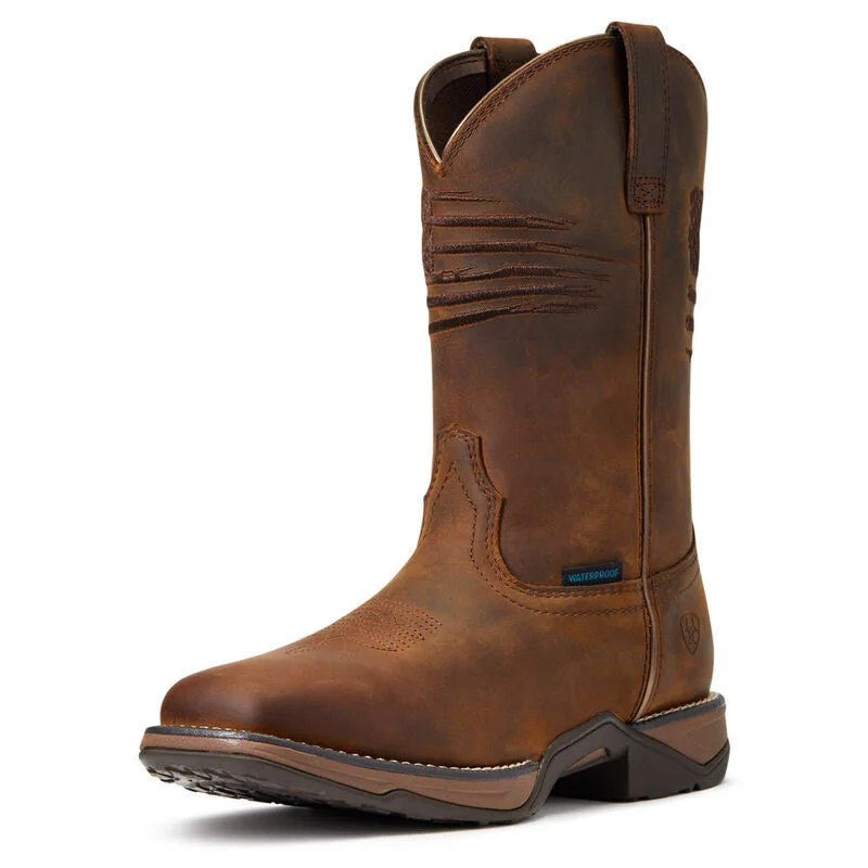 Ariat Ladies Anthem Patriot Waterproof Western Boot 10040369 Athleisure Derby Style  