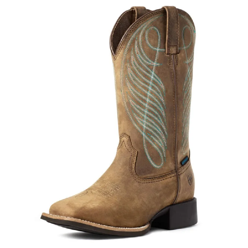 Ariat Ladies Round Up Wide Square Toe Waterproof Boot 10036041 Beaded Moccasin Design 