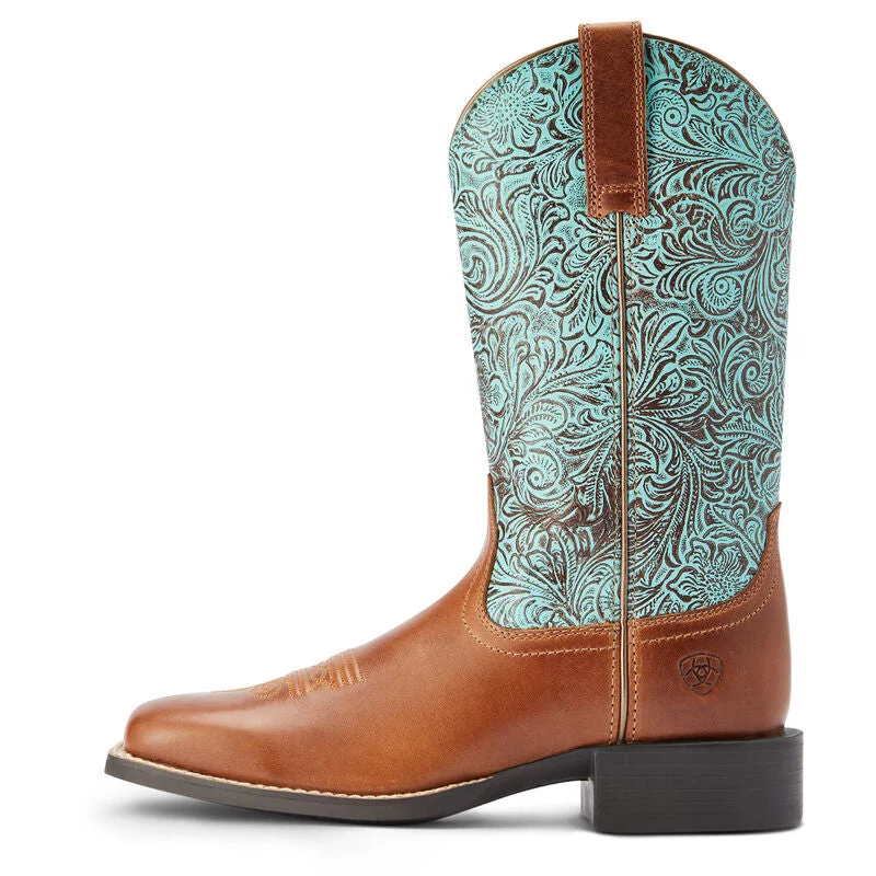 Ariat Ladies Round Up Wide Square Toe Western Boots 10042534 Zip - Up Boot Style  