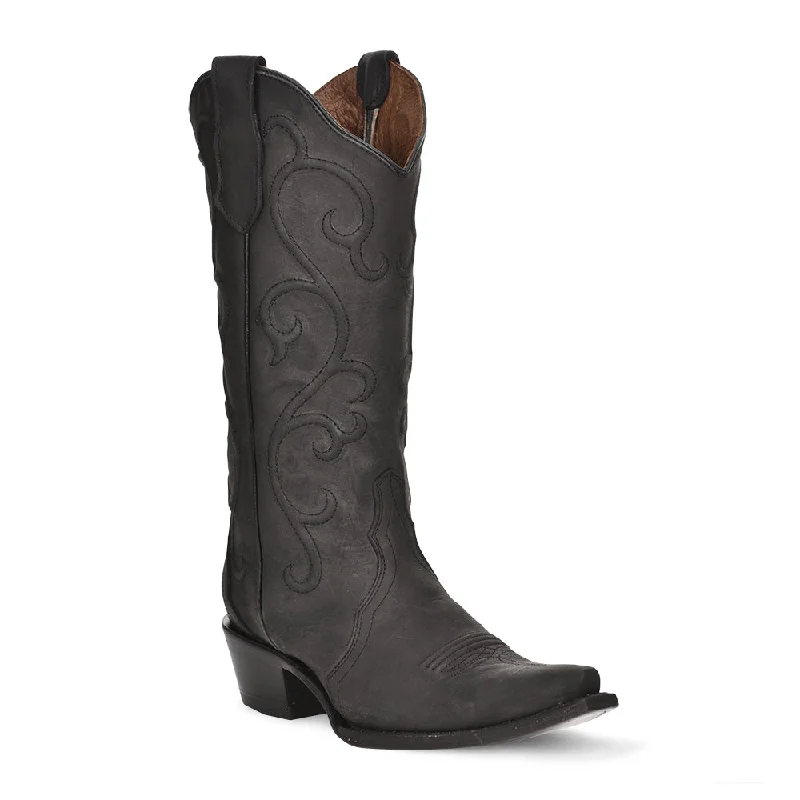 Corral Ladies Black Embroidery Pointed Toe Boots L6012 Hemp - Material Shoe Style  