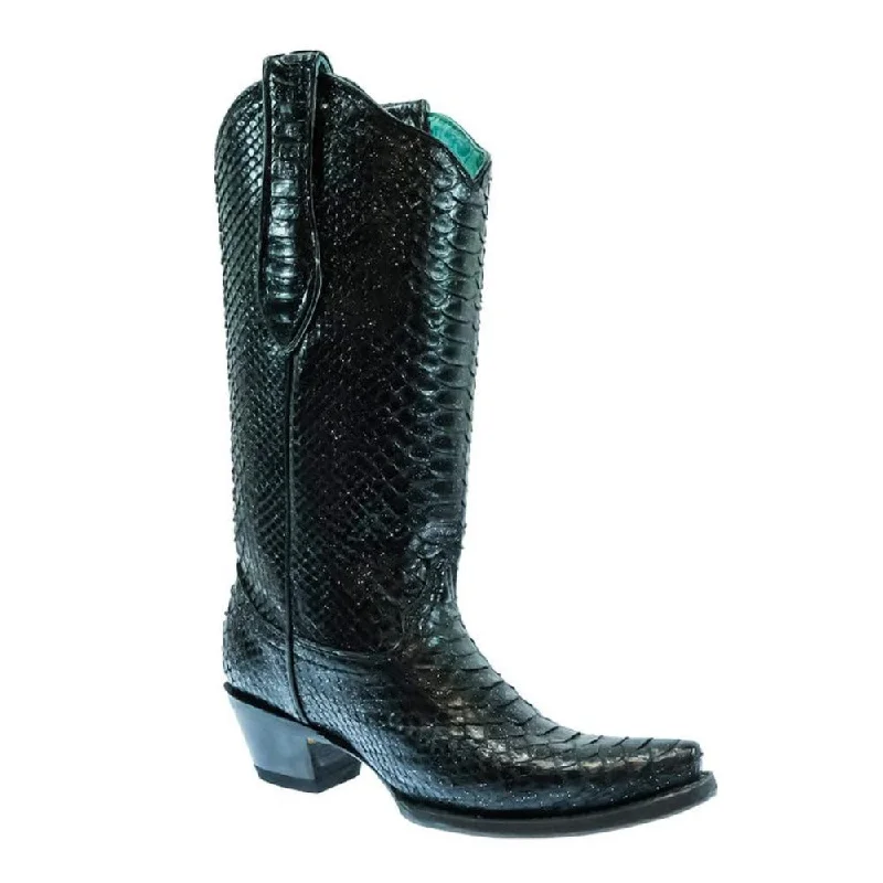 Corral Ladies Black Glitter Python A4443 Hemp - Material Shoe Style  
