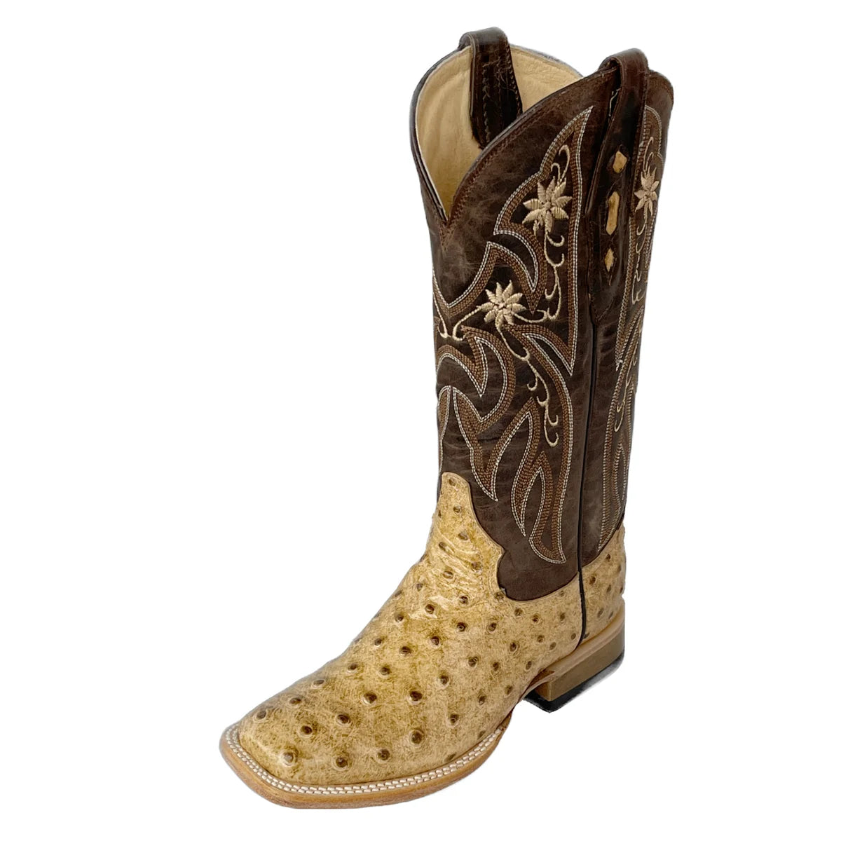Cowtown Ladies Camel Ostrich Print Boot Q477 Moccasin Soft - Sole Style  