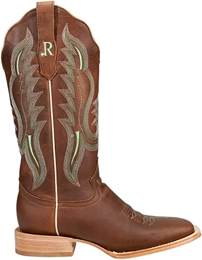 R. Watson Ladies Arizona Tan Square Toe Boots RWL8301-2 Comfortable Derby Style  