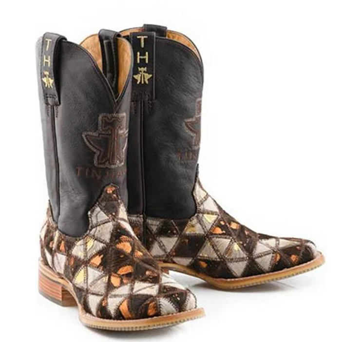 Tin Haul Ladies Shaggy Diamonds Square Toe Boots 14-021-0007-1474 Wingtip Oxford Design 