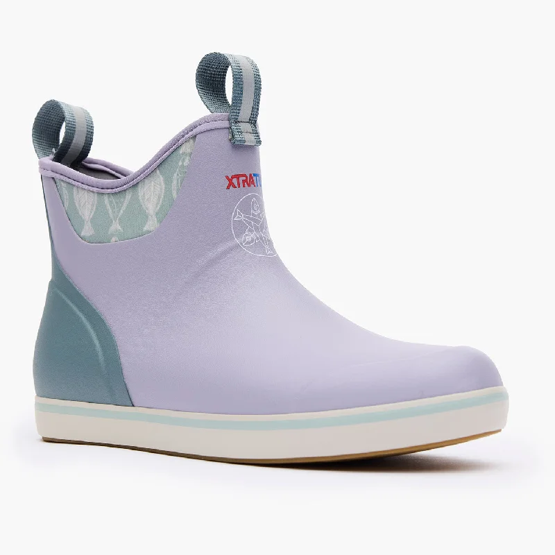Ladies XtraTuf 6 Ankle Deck Boot - Lavender - XWAB503 Metallic Trim Shoe Design  
