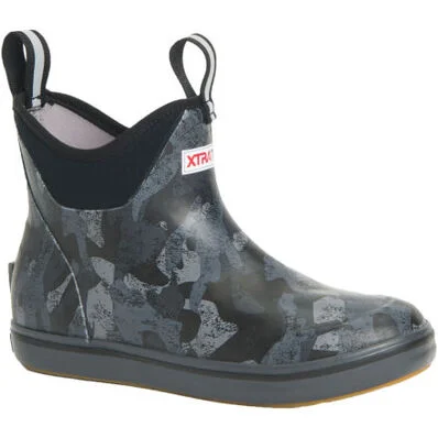 Ladies XtraTuf 6 In Black Camo Ankle Deck Boot XWAB-002 Leather Driving Shoe Style Ladies XtraTuf 6 In Black Camo Ankle Deck Boot XWAB-002 Leather Driving Shoe Style