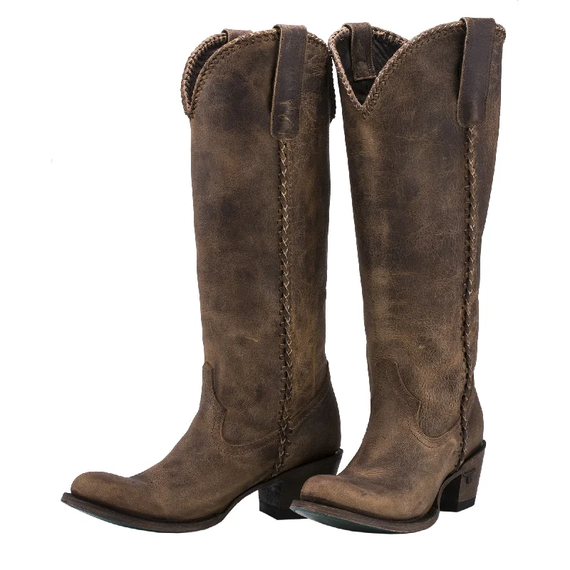 Lane Ladies Plain Jane Boot Brown LB0350A Memory - Foam Slipper Look  