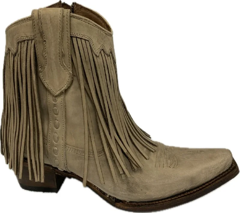 Circle G Ladies Sand Fringes Ankle Boot L6071 Striped Shoe Style  