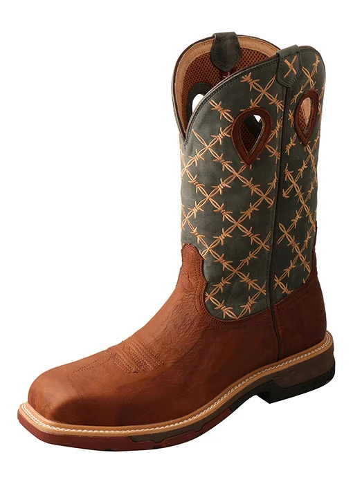 Twisted X Men's 12" Nano Toe Western Work Boot MXBN002 Memory - Foam Slipper Look  