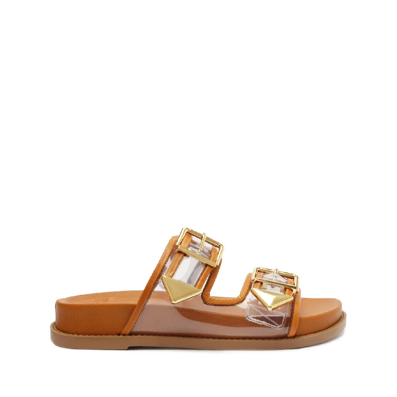 Naomi Sporty Vinyl & Metallic Sandal Business Monk Strap Style  