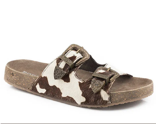 Roper Ladies Desiree Cow Hair Hide W/ Buckle Sandals 09-021-0607-2888 Bespoke Shoe Aesthetic 