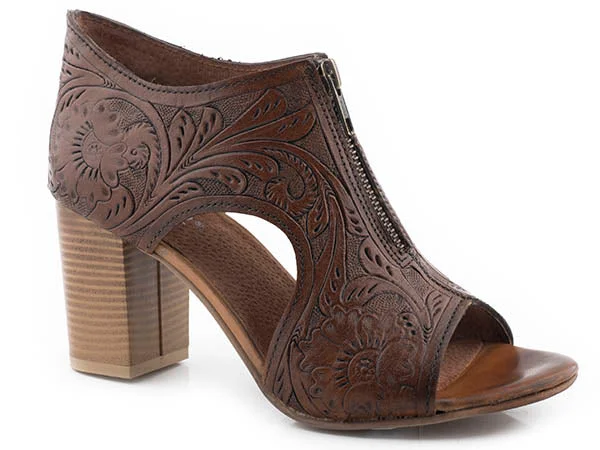 Roper Ladies Floral Open Toe Sandals- 09-021-0946-3065 Art Deco - Inspired Shoe Look  