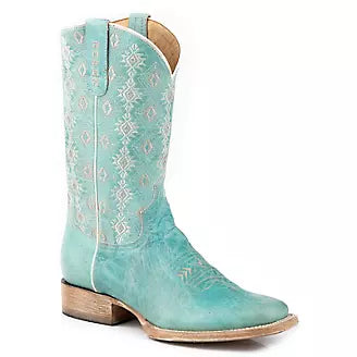 Roper Ladies Blue Fashion Square Toe Leather ANIKA Boots 09-021-7016-8586 Victorian - Era Boot Style  