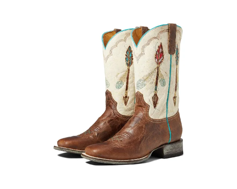 Roper Ladies Tan Vamp Arrow Boots 09-021-7016-8287 Skateboarding Sneaker Style  