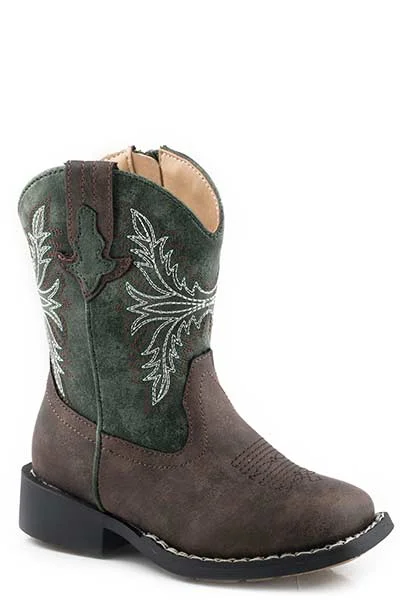 Roper Kids Boots Brown Square toe Green Top Boots 09-018-1224-2991 Smart - Shoe Functionality Style Roper Kids Boots Brown Square toe Green Top Boots 09-018-1224-2991 Smart - Shoe Functionality Style