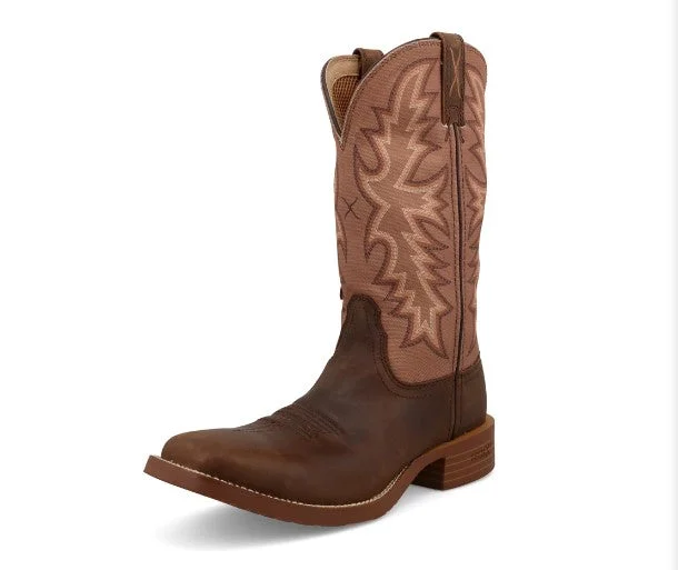 Twisted X Ladies 11' Inch Tech X Tobacco Brown Square Toe Boots WXTR010 Aesthetic  