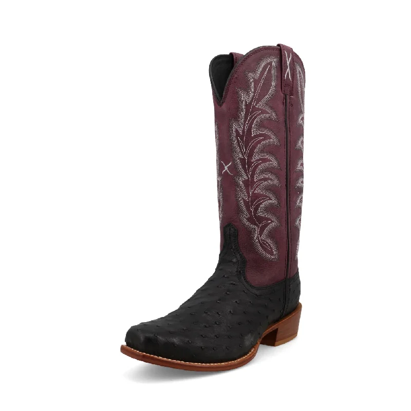 Twisted X Ladies 13" Reserve Black Ostrich and Purple Potion Boot-WXPL001 Wingtip Oxford Design Twisted X Ladies 13" Reserve Black Ostrich and Purple Potion Boot-WXPL001 Wingtip Oxford Design