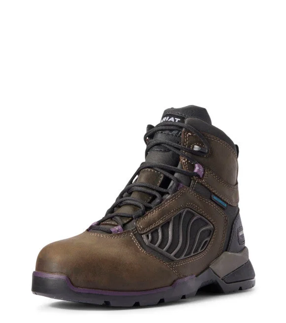 Ariat Ladies Rebar Flex Carbon Toe Western Work Boot 10031420 Beaded Moccasin Design 