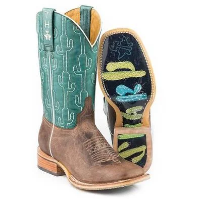 Tin Haul Ladies Puff Cactus Boots Handcrafted 14-021-0077-1410 Ankle - High Military Boot Style  