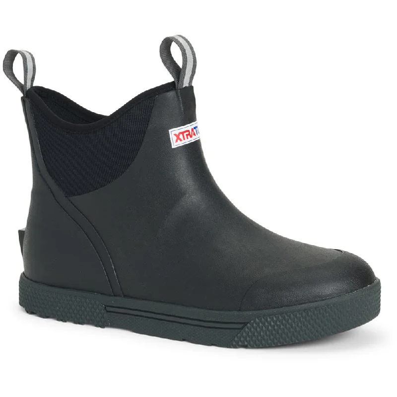 Xtratuf Men's Wheelhouse Black Ankle Deck Boot XMW-000 Checkered Shoe Pattern Look  