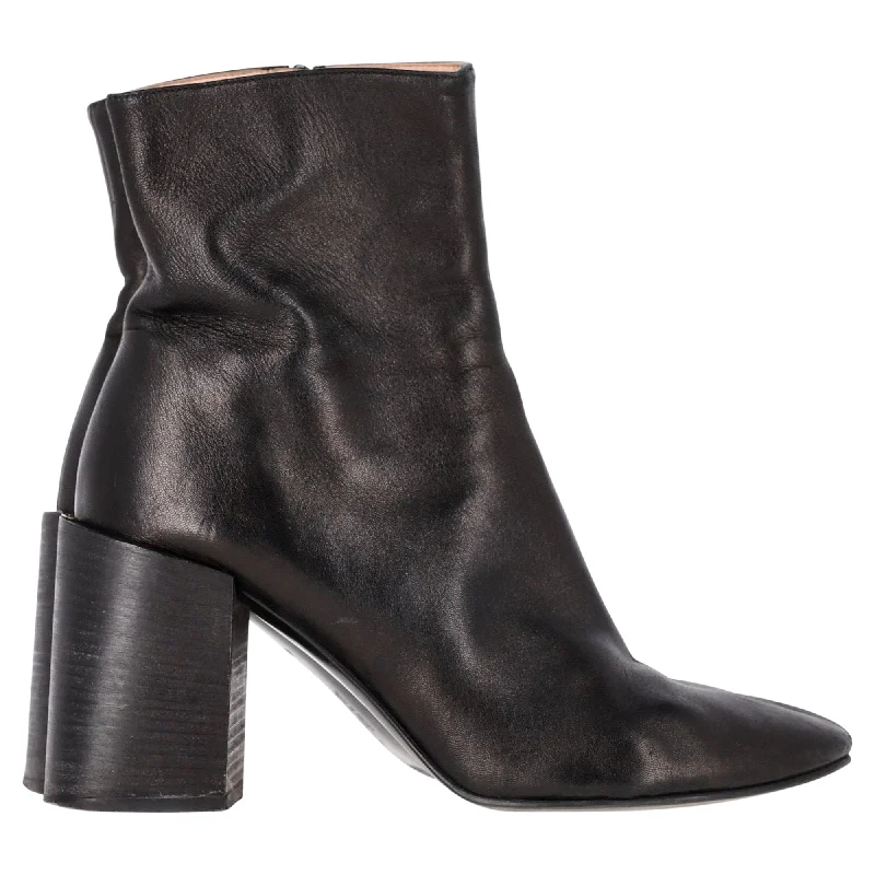 Acne Studios Saul Ankle Boots in Black Leather Upcycled Shoe Look  