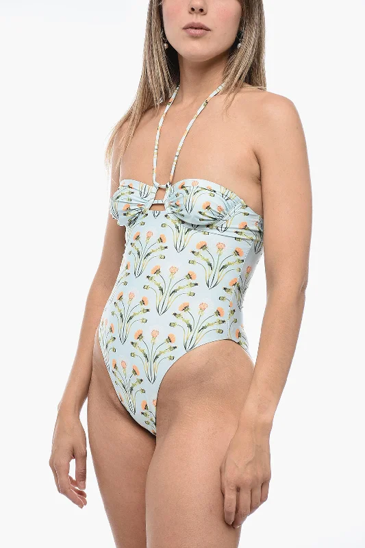 Agua by Agua Bendita Lace-Up SANDALO One-Piece Swimsuit Tassel Driving Shoe Look 