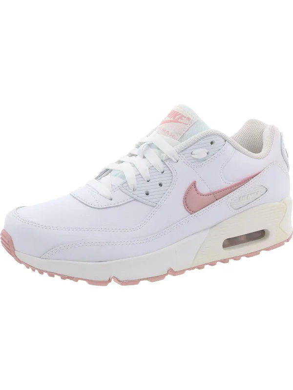 Air Max 90 Girls Leather Workout Athletic and Training Shoes Edwardian Shoe Look  