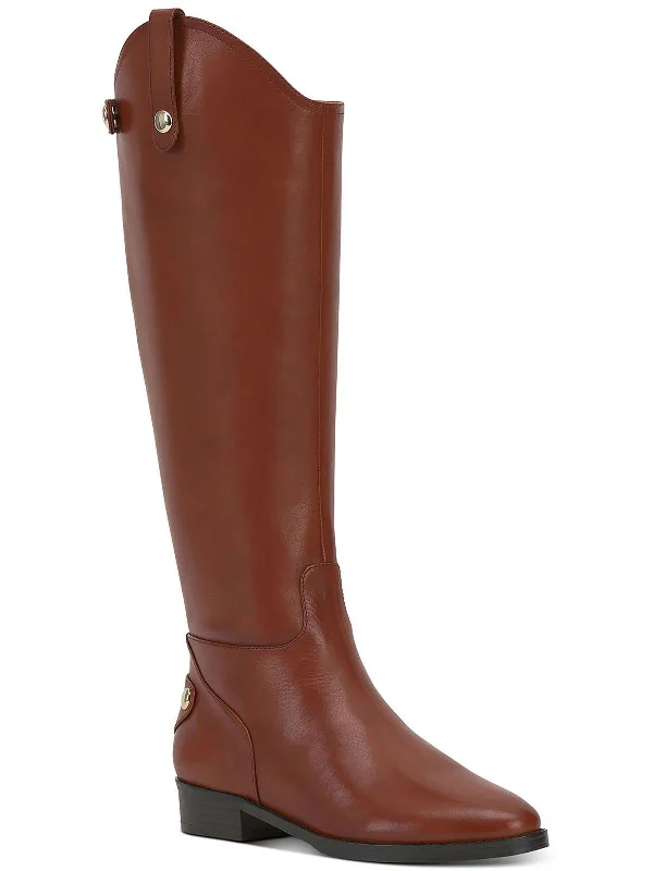 Alear Womens Leather Tall Knee-High Boots Striped Shoe Style  