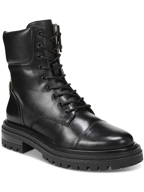 ALEIA Womens Leather Lace up Motorcycle Boots Camouflage Print Boot Style  