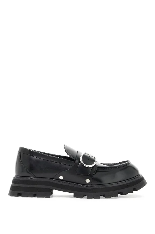 Alexander Mcqueen Brushed Leather Wander Loafers For Single - Buckle Monk Look  