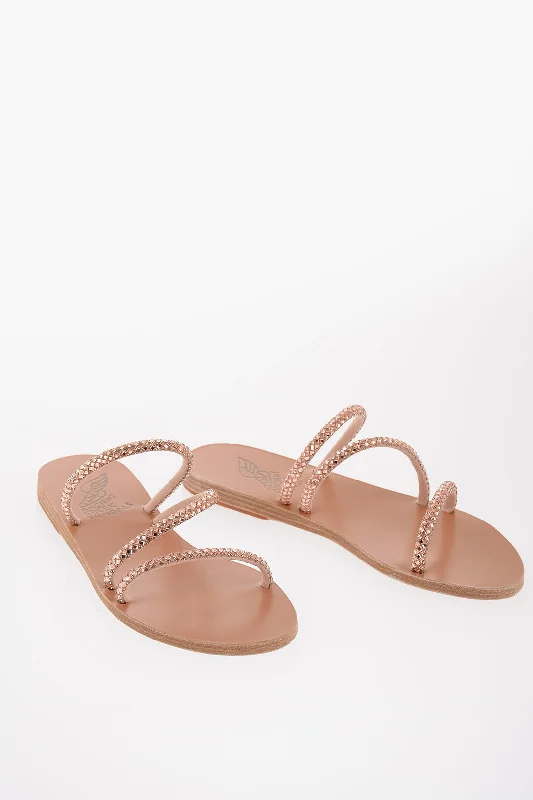 Ancient Greek Sandals Rhinestoned 3-Bands Polytimi Sandals Blue Coast Loafer Aesthetic 