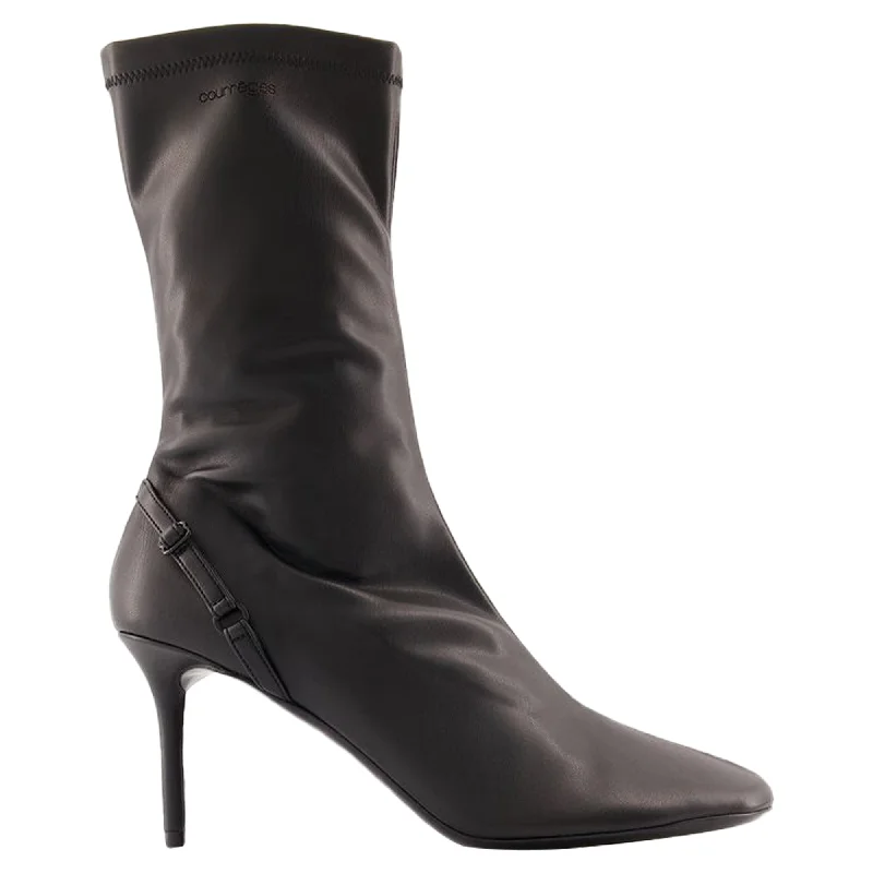 Ankle Boots - Courreges - PVC - Black Ankle - High Military Boot Style  