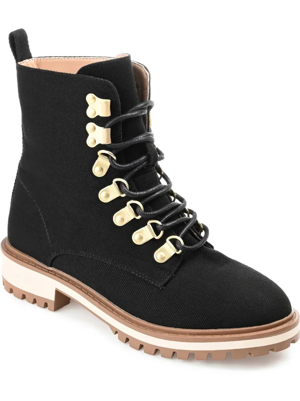 Aryann Womens Cushioned Footbed Man Made Combat & Lace-Up Boots Tailored Oxford Style 