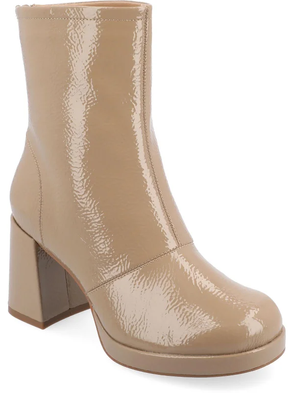Aylani Womens Block Heel Faux Leather Mid-Calf Boots Strap - Up Sandal Resort Style  