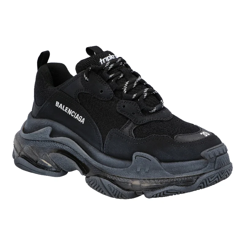 Balenciaga Men's Triple S Clear Sole Sneaker Black Aesthetic  
