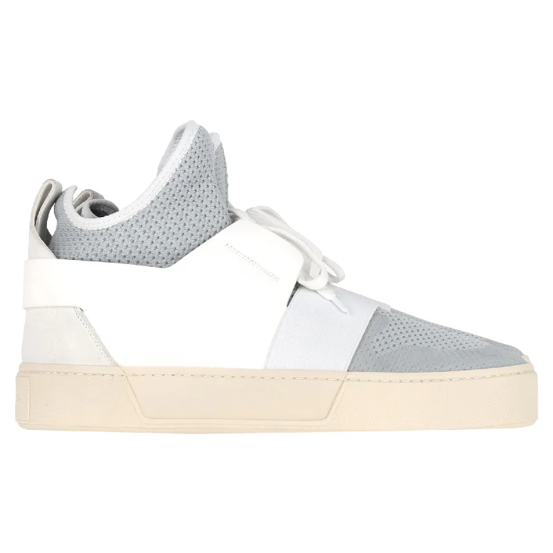 Balenciaga Sock Style High-Top Sneakers in Grey and White Polyester and Leather Edwardian Shoe Look Balenciaga Sock Style High-Top Sneakers in Grey and White Polyester and Leather Edwardian Shoe Look