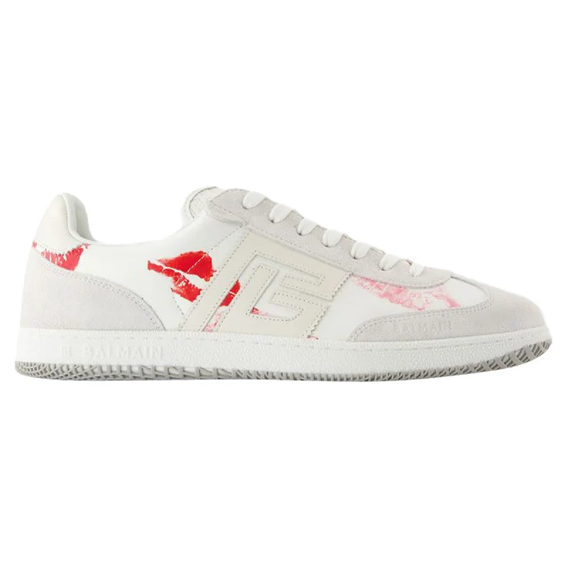 Balmain Swan Sneakers - Balmain - Leather - White/Red Bespoke Shoe Aesthetic 