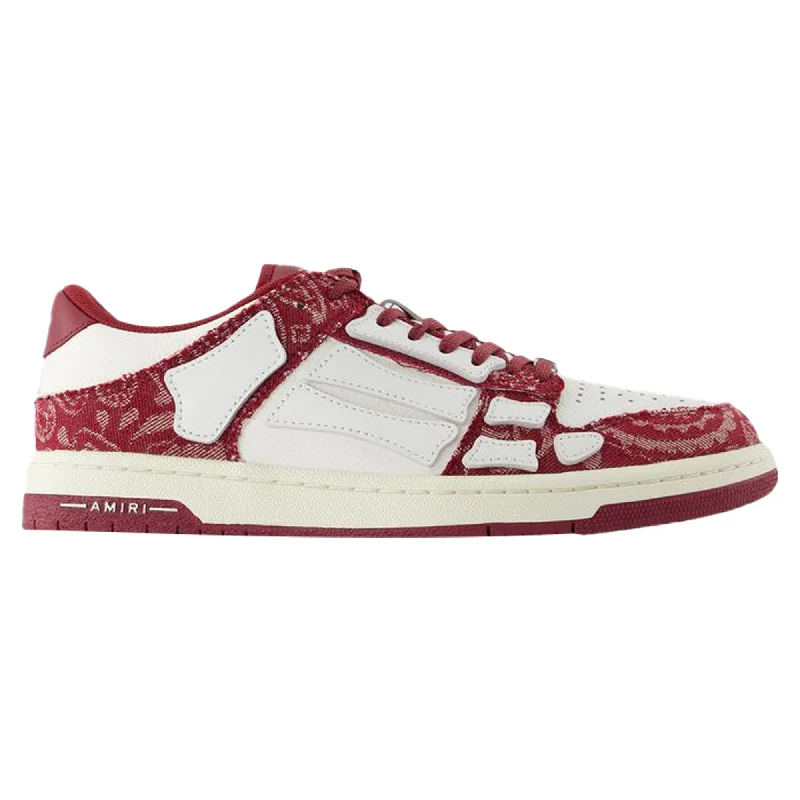 Bandana Skel Top Low Sneakers - Amiri - Leather - Burgundy Checkered Shoe Pattern Look  