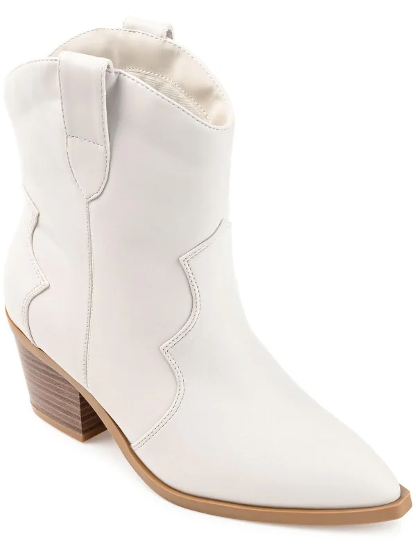 Becker Womens Faux Leather Western Ankle Boots Beaded Moccasin Design 