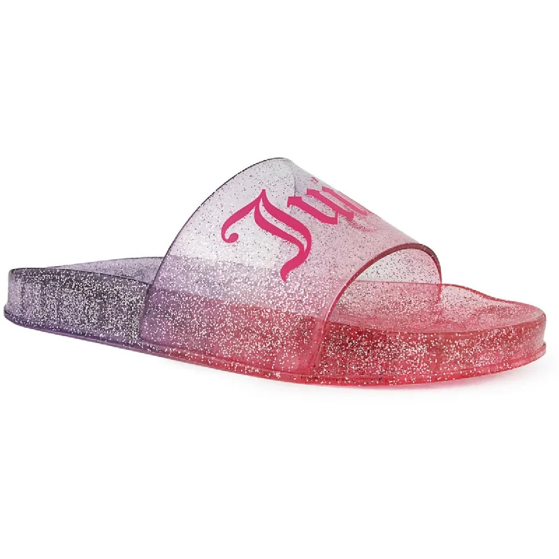 Bex Womens Glitter Open Toe Slide Sandals Desert Boot Utility Style  